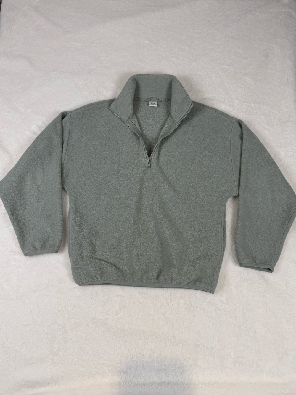 Aritzia TNA Cozy 1/4 -Zip Fleece Sweater in Sage Green